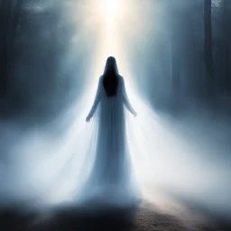 a figure emerges from the mists, cloaked in divine radiance. She is the Goddess of Vaccination, her presence a beacon of protection and healing in a world plagued by uncertainty and fear. Her form shimmers with an otherworldly light, her gaze steady and compassionate, as she bestows her blessings upon those in need.