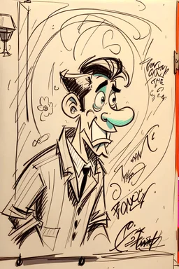 Sketch of walt disney Goofy that watch his shadow on the wall, insane details