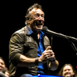 Bruce Springsteen sings "Tougher Than the Rest" on stage