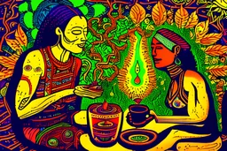 people taking the ayahuasca brew and the path of enlightenment