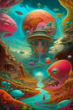 transformative journey into a fantastic surrealism world psychedelic sci-fi