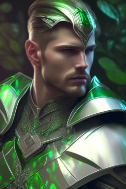 photorealistic white male handsome, hyperdetailed painting, luminism, Bar lighting, complex, dark green miltary armor, 4k resolution concept art, Artgerm, WLOP, Alphonse Mucha, 3d render, octane render, intricately detailed, cinematic, awesome full color, hand drawn, dark, gritty, cinematic