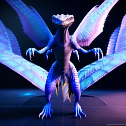 Reptile like creature, wings,feathers,Ultraviolet dimension, unreal engine 5, 8k resolution, attractive, realistic, ultra detailed