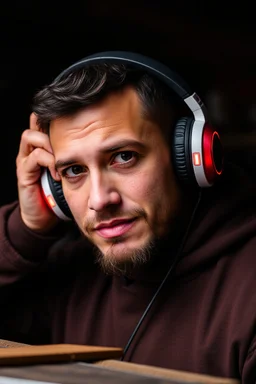 guy with circular saw earphone on ears