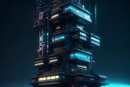 wielopoziomowy wieżowiec w stylu cyberpunk