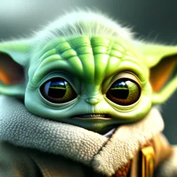 super cute photorealistic portrait of a baby yoda, star wars, intricate, headshot, highly detailed, sharp focus, cinematic lighting,