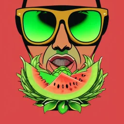 abacaxi e melancia vestindo um óculos de sol
