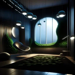 a modern room field of forms biomimicry lights