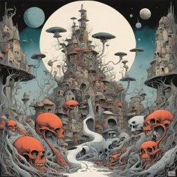 accumulation of recurring thoughts over a period of time which are hoarded leading to obsessive fascinations and mythical pathologiesy, surreal horror, by Gerald Scarfe, by Gris grimly, by Tim Biskup, concept art, dramatic, silkscreened, color ink illustration, album cover by Emek, expansive, smooth.