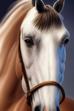 full Closeup portrait of a lipizzaner horse, smooth soft skin, soft lighting, detailed face, concept art, digital painting, looking into camera, hyper realistic with fine details