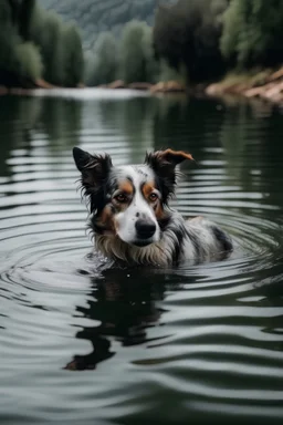 dog in a lake