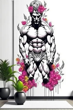 man wall art floral bodybuilder