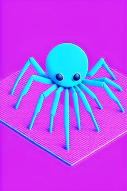 Making a friendly spider in isometric perspective semi-realistic in the vaporwave style