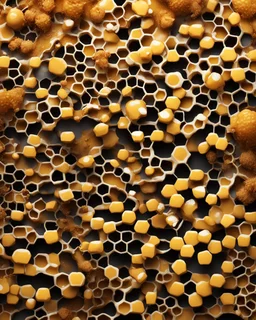 honeycombs and honey splashes 3d background