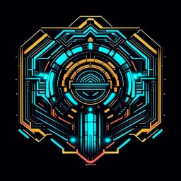 cyberpunk retro futuristic police symbol for comics