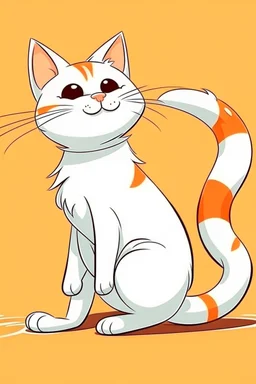 Cartoon orange white cat stretching