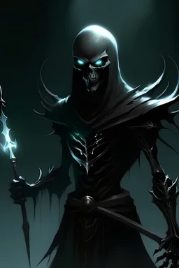 Deamon with lighting Trident in right hand and looks like black assasin that looks like Human