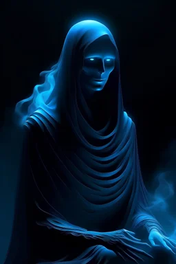 female blue ghost, dark style