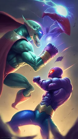 hero punching an evil alien