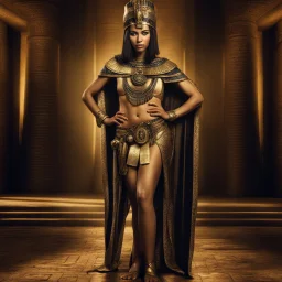 Behold the powerful alluring and pretty egiptian cleopatra, her body adorned with the traditional egiptian costumes, HDR, beautifully shot, hyperrealistic, sharp focus, 64 megapixels, perfect composition, high contrast, cinematic, atmospheric, moody