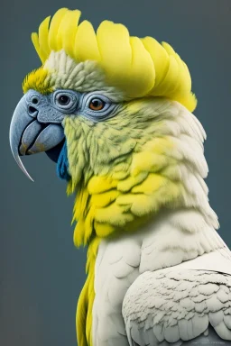 Portrait of an angry sulphur crested cockatoo whose generations are all gone.