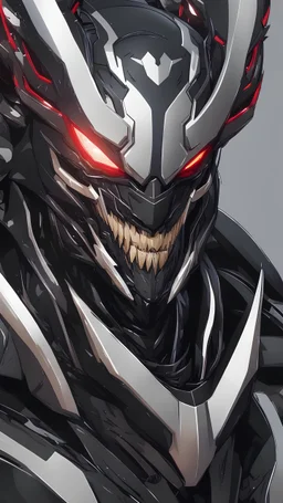 Venom with no eyes mix with machine in solo leveling shadow artstyle, transformers them, intricate details, highly detailed, high details, detailed portrait, masterpiece,ultra detailed,best quality
