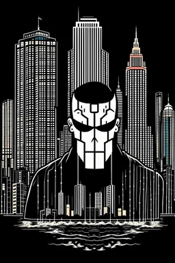 punisher sku;; city in the style of Hiroshi Nagai