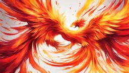 Hyper Realistic Abstract Blazing-Phoenix art vector style with Red-Yellow-&-Orange-abstract-brush-strokes