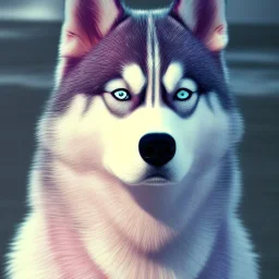 Husky, pink eyes, 8K, cinematic lighting, sharp focus, masterpiece, expert