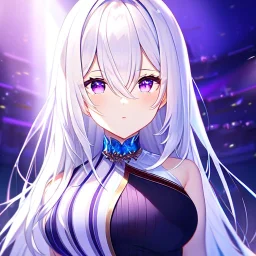 girl, masterpiece, best quality, volumetric lighting, detailed outfit, perfect eyes, long hair, white hair, purple eyes,