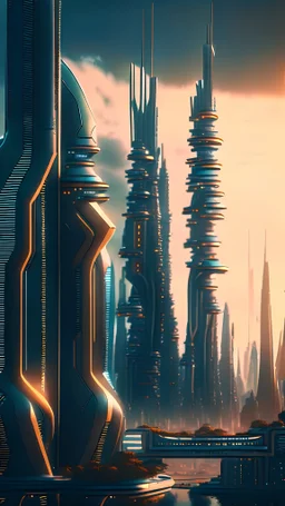 futuristic city skyline, arri, 8k, realistic