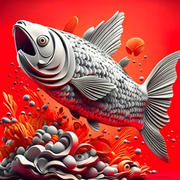 “VAMOS QUE LA GANAMOS! ” highly detailed. FISH soft colours. Beautiful bursts of powdery SOFT GREY AND ORANG colours. Tasteful and beautiful and elegant. Lettering is crisp and sharp and boldly rendered., poster, painting, typography, 3d render