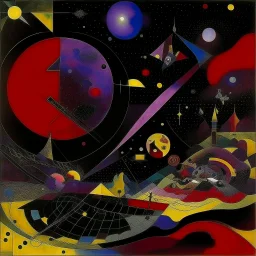 A blackish purple galactic nightmare realm painted by Wassily Kandinsky