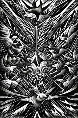 light of angels and darkness of devils; abstract art; m.c. Escher