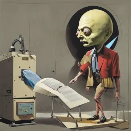 Welcome to the Machine, abominations filled with desolation, speak the truth and face ridicule, enhanced surrealism, by Os Gemeos and Gerald Scarfe and Derek Riggs and Yves Tanguy, violent colors, mind-bending imagery, sinister, classic horror tropes, by Graham Sutherland, liminal oncology