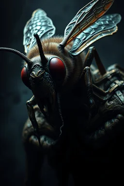 Bosch nightmares paint inf style Title: a creature with bee head ,insanely detailed octane render trending on artstation, 8k artistic photography, photorealistic concept art, soft natural volumetric cinematic perfect light, chiaroscuro, award-winning photograph, masterpiece, oil on canvas, Raphael, Caravaggio, Greg Rutkowski, people, beksinski, Giger