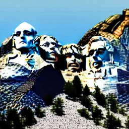 Jayz and Tupac and Notorious BIG and Eminem Faces on Mount Rushmore