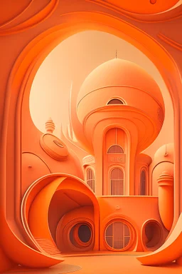 CREATIVE ORANGE SPACE PALACE WITH SEXY MIST AND CURVED WALLS