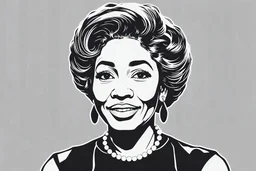 generate an outline image of african american actress ethel waters on her TV show the ethel waters show the image should be in bold outlines and strokes with white fill