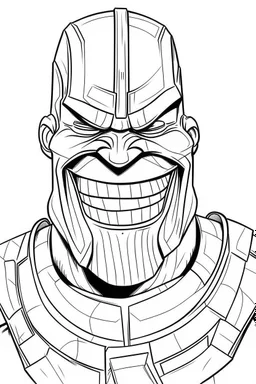 a cartoon image of thanos laughing. kids coloring book. no color. thin crisp lines