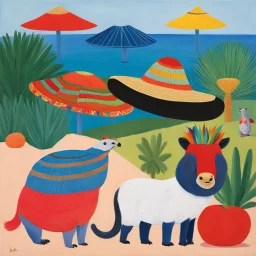 [art by David Hockney] Ah, "Animals in Sombreros"! A phrase that conjures whimsical images and playful absurdity. In the realm of fantastical tales and creative musings, "Animals in Sombreros" could symbolize a delightful blend of the unexpected and the charming. Imagine a world where animals of all kinds, from mischievous monkeys to elegant flamingos, don stylish sombreros atop their heads, adding a touch of flair and character to their already intriguing personalities.
