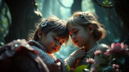 Beautiful "Brave New World", (Aldous Huxley), children, devotion, love, companionship, exquisite composition, beauty, magic, fantasy, close foreground detail, beautiful intricate insanely detailed octane render, 16k artistic photography, photorealistic concept art, soft natural volumetric cinematic perfect light, chiaroscuro, award-winning photograph, masterpiece