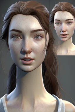 beautiful female realistic 3d character for Animation model sheet for 3d modeling art station