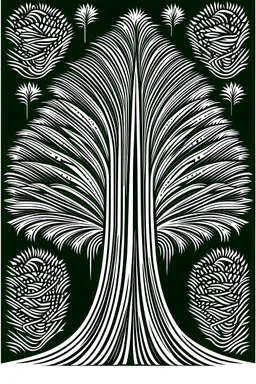 stylized spruce tree in the style of art deco