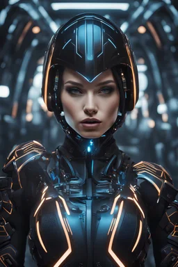 Ultra realistic photo beautiful cyber tron woman, futuristic style, HOF, captured with professional DSLR camera, 64k, ultra detailed,