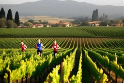 athletes runners between vineyards