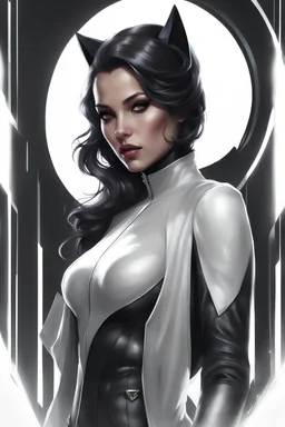 black style, mystical, transparent, ghost catwoman, white background, waist-high view, Trending on Artstation, {creative commons}, fanart, AIart, {Woolitize}, by Charlie Bowater, Illustration, Color Grading, Filmic, Nikon D750, Brenizer Method, Side-View, Perspective, Depth of Field, Field of View, F/2.8, Lens Flare, Tonal Colors, 8K, Full-HD, ProPhoto RGB, Perfectionism, Rim Lighting, Natural Lighting, Soft Lighting, Accent Lighting, Diffraction Grading, With Imperfections, ins