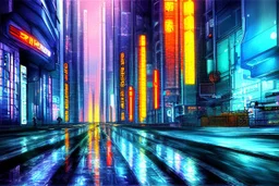 Cyberpunk street, impressionism painting