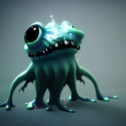 Cute fluid ink creature, big black eyes, unreal engine 5, 8k resolution, photorealistic, ultra detailed