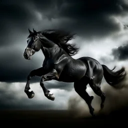 black horse run in the sky